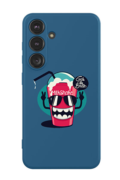 Theodor غطاء حماية سائل من السيليكون المقاوم للصدمات لهاتف سامسونج جالاكسي S24 (أزرق) - برين ميلك شيك