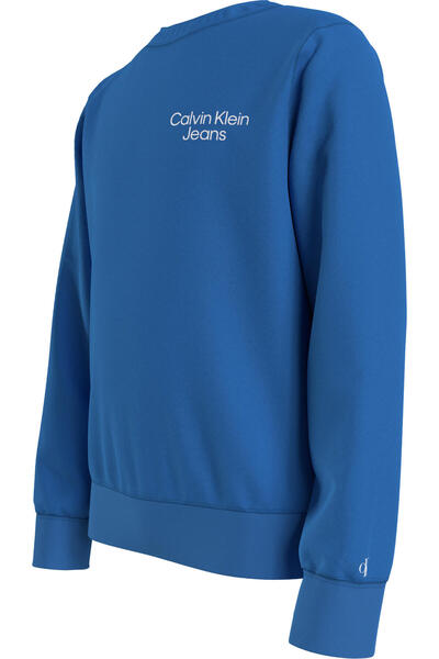 Calvin Klein CKJ STACK LOGO SWEAT Erkek Mavi Sweatshirt