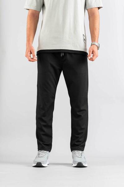 bombe Men's Black Trousers Elastic Waist Slim Fit Flexible Lycra Basic Cotton Jogger