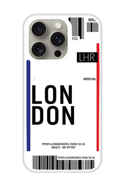 Theodor غطاء حماية لهاتف أبل آيفون 15 برو ماكس، بطاقة صعود لندن (مصد أبيض)