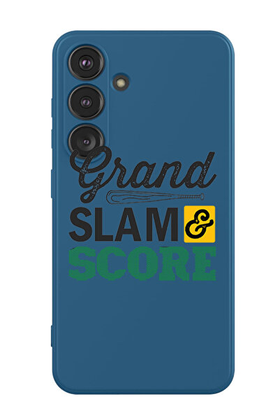 Theodor غطاء حماية سيليكون سائل لهاتف سامسونج جالاكسي S24 بلس (أزرق) - أسود لامع