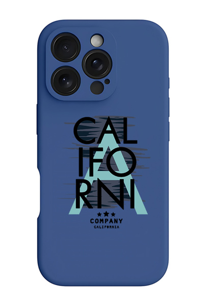 Theodor غطاء حماية سيليكون سائل مقاوم للصدمات لهاتف iPhone 16 Pro Max أزرق - أسود كاليفورنيا