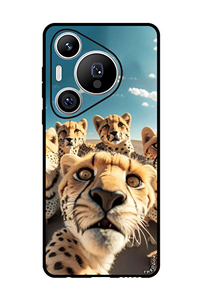 Theodor جراب واقٍ مضاد للخدش والصدمات لهاتف هواوي بيورا 70 برو بلس بتصميم ليوبارد سيلفي