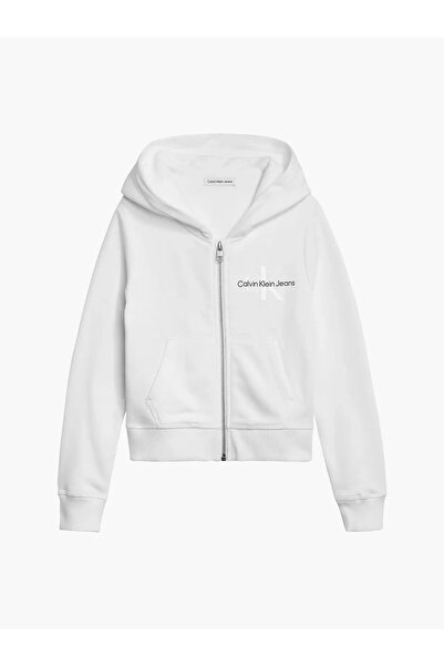 Calvin Klein REFLECTIVE MONOGRAM Kadın Beyaz Sweatshirt