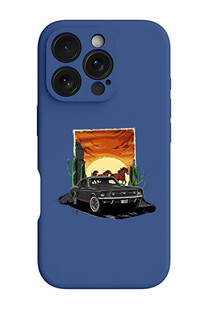 Theodor غطاء حماية سيليكون سائل مقاوم للصدمات لهاتف iPhone 16 Pro أزرق - سيار...