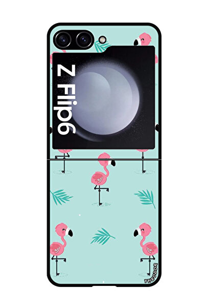 Theodor جراب واقٍ مضاد للخدش والصدمات لهاتف Samsung Galaxy Z Flip 6 بنمط فلامنغو