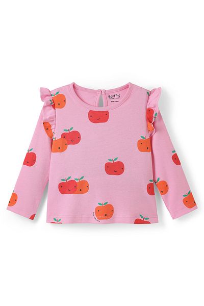 Bonfino 100% Cotton Knit Full Sleeves Co-ords T-Shirt & Wideleg Leggings Set with Pumpkin - Pink