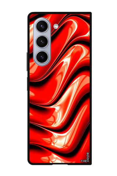 Theodor جراب حماية لهاتف سامسونج جالاكسي زد فولد 6 fractal_graphic_red