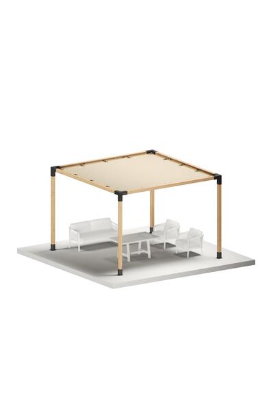 SUNFLEX Klasik 9x9 Tek Bölümlü 300x300 cm - Solo Tenteli Ahşap Dahil Pergola Seti