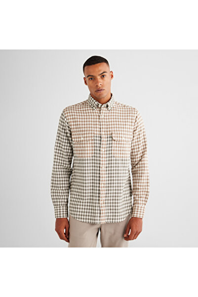 Gant Erkek Yeşil Regular Fit Düğmeli Yaka Ekose Gömlek