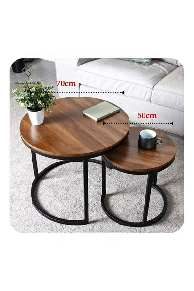 amzdeal Nesting Coffee Table, Set of 2 Stacking Side Tables for Living Room Bedroom, Stable and Easy