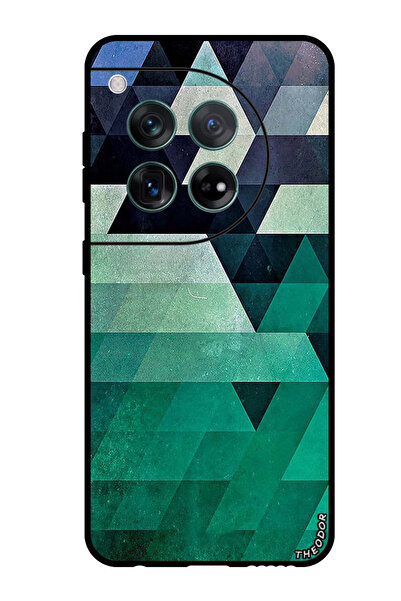 Theodor جراب واقٍ مضاد للخدش والصدمات لهاتف OnePlus 12 بنمط مثلث الألوان البحرية