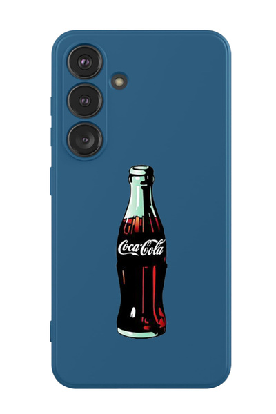 Theodor غطاء حماية سائل من السيليكون المقاوم للصدمات لهاتف سامسونج جالاكسي S24 (أزرق) - كوكاكولا
