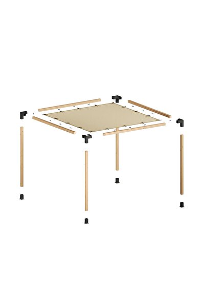 SUNFLEX Klasik 9x9 Tek Bölümlü 300x300 cm - Solo Tenteli Ahşap Dahil Pergola Seti