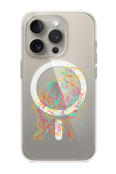 Theodor غلاف لهاتف iPhone 15 Pro مقاس 6.1 بوصة متوافق مع MagSafe، جراب ممتص للصدمات ومقاوم للصدمات بتصميم ساكسفون تجريدي