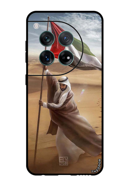 Theodor جراب واقٍ مضاد للخدش والصدمات لهاتف OnePlus 12، علم الشيخ زايد الصحراوي