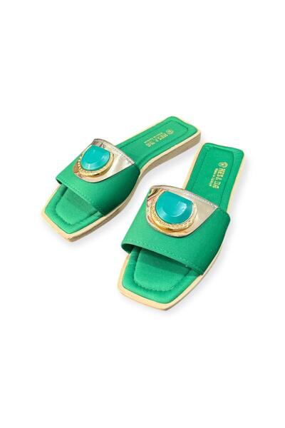 İpek Women's Green Comfortable Sole Accessories Daily Home Slippers