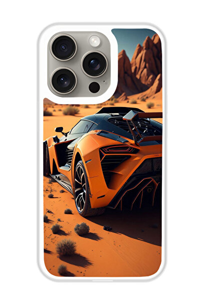Theodor غطاء حماية لهاتف أبل آيفون 15 برو ماكس، سيارة في الصحراء (مصد أبيض)
