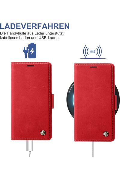 Nezih Case Vivo V50 Lite 4g Compatible Stand Wallet Card Holder Flip Leather Case Red