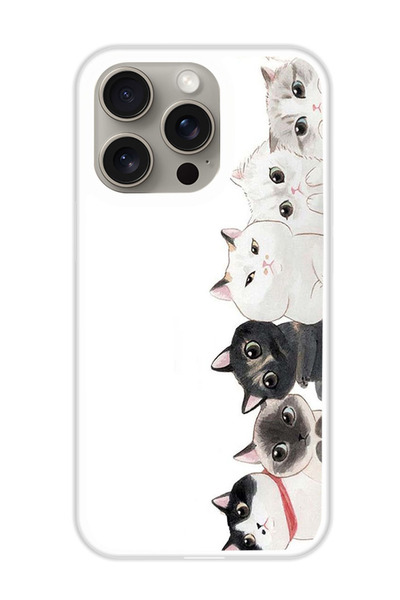 Theodor غطاء حماية لهاتف أبل آيفون 15 برو ماكس، قطط لطيفة (مصد أبيض)