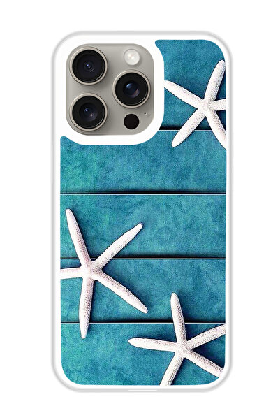 Theodor غطاء حماية لجهاز أبل آيفون 15 برو - أسماك النجوم (مصد أبيض)