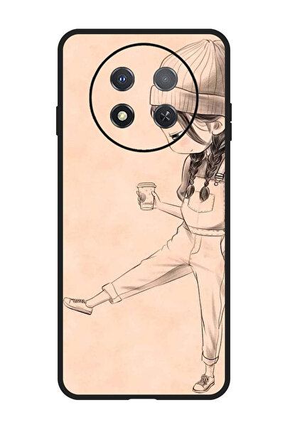 Theodor جراب واقٍ مضاد للخدش والصدمات لهاتف Huawei Enjoy 60X Girl يشرب القهوة