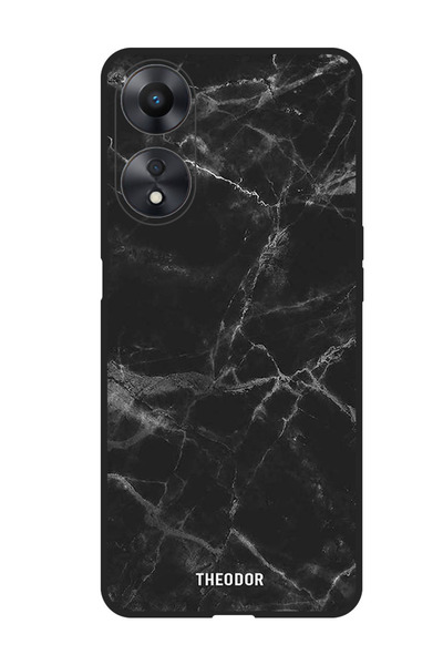 Theodor جراب واقٍ مضاد للخدش والصدمات لهاتف Oppo A1 5G بلون الرخام الأسود