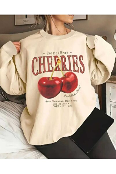 KOZİA OUTDOORS CHERRY baskılı oversize unisex basic sweatşhirt