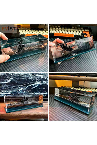 EVİST - ( YEŞİL SU & GEMİ ) YÜZEN BATMAYAN GEMİ ( DEKORATİF BİBLO AKVARYUM ) ...