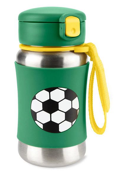 Skip Hop Skip Hop Stainless Steel Football Water Bottle with Straw - Green Std