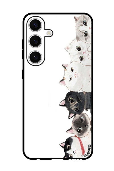 Theodor جراب واقٍ مضاد للخدش والصدمات لهاتف Samsung Galaxy S24 قطط لطيفة