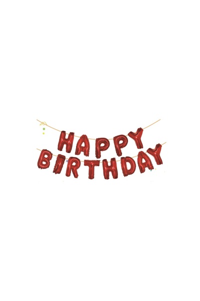 SDX Market Metallic foil balloons, "Happy birthday", 45 cm x 6 m, Red