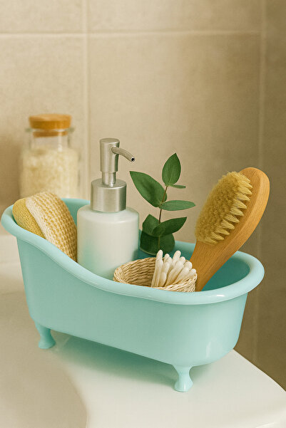 ceviz home züccaciye tekstil ltd şirketi Decorative Bathtub Shaped Bathroom Organizer – Soap Dish & Accessory Stand