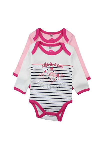 Lee Cooper Set of two children's bodysuits, 100% cotton, white/pink, Life is Love, Lee Cooper