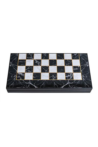 Z-Tools Backgammon game made of varnished wood 50x50cm, marbel / 987-2