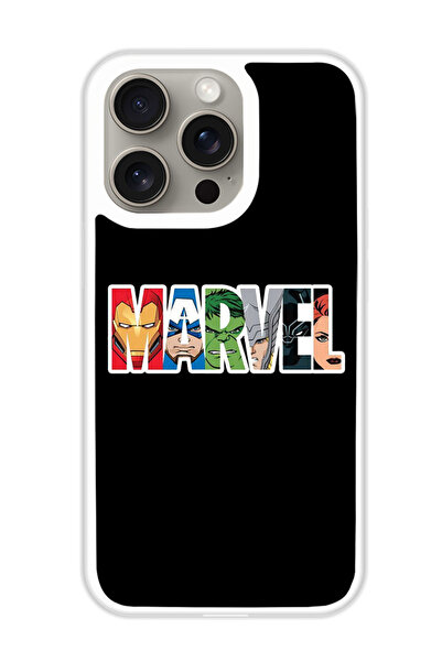 Theodor غطاء حماية لهاتف أبل آيفون 15 برو ماكس مارفل تشاركترز (مصد أبيض)