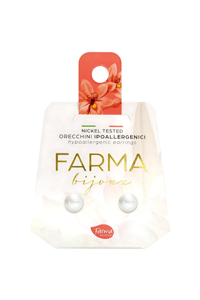 Farma Bijoux 6mm Cream Pearl Medical Hoop Enriched with Swarovski® Crystals
