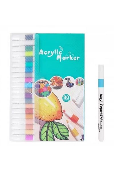 zola Set of 80 acrylic markers, Zola, precise tip, universal, quick drying, multi-colored
