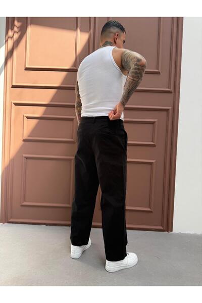 KağanKY Μαύρο παντελόνι Gabardine Relax Fit