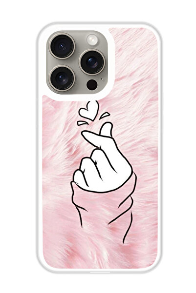 Theodor غطاء حماية لهاتف أبل آيفون 15 برو سناب لوف وردي (واقي أبيض)