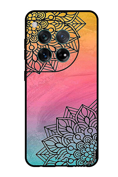 Theodor جراب واقٍ مضاد للخدش والصدمات لهاتف OnePlus 12 من الأعلى والأسفل مع زهرة