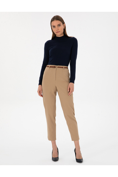 Pierre Cardin Beige Carrot Fit Fabric Trousers 50310114-Vr011