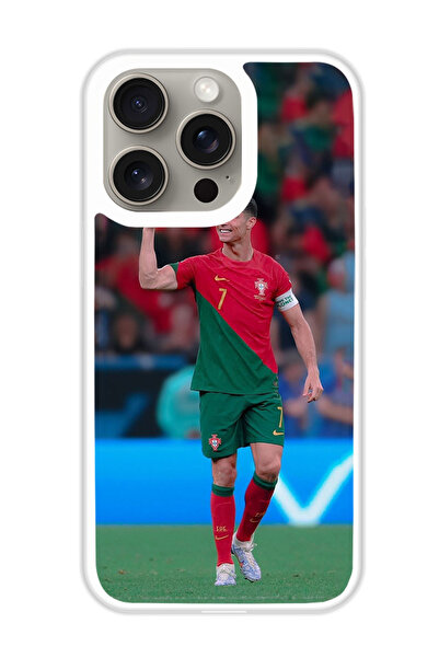 Theodor غطاء حماية لهاتف أبل آيفون 15 برو ماكس رونالدو 4 (مصد أبيض)