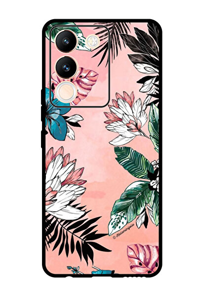 Theodor جراب واقٍ مضاد للخدش والصدمات لهاتف Vivo V29e بتصميم زهور وأوراق