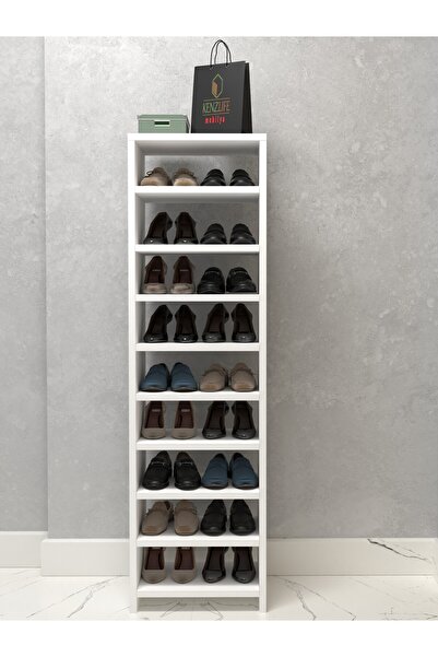 Kenzlife Ayakkabılık Konevi Mat Beyaz Suntalam 140*040*30 Onsekiz Çift Ayakkabı Kapasitesi Arkalıksız