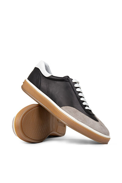 Deery Ανδρικά παπούτσια sneaker από γνήσιο δέρμα μαύρο