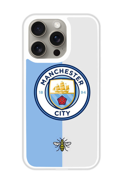 Theodor غطاء حماية لهاتف أبل آيفون 15 برو مانشستر سيتي (مصد أبيض)