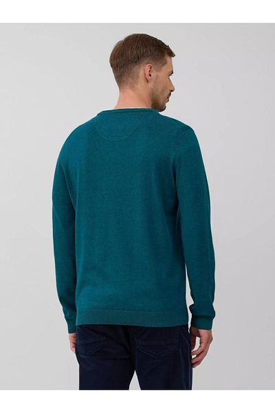 s.Oliver Men's sweater with embroidered logo and scoop neck, Regular fit