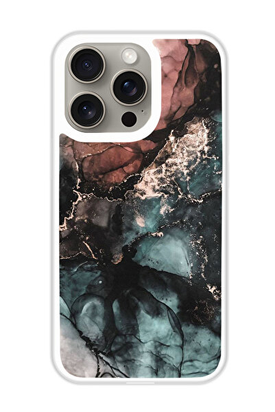 Theodor غطاء حماية لجهاز أبل آيفون 15 برو ماكس - رخام ملون (مصد أبيض)