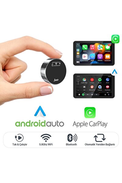 Juo Kablosuz CarPlay Android Auto Kabloludan Kablosuza Çevirici USB ve Type-C Adaptör